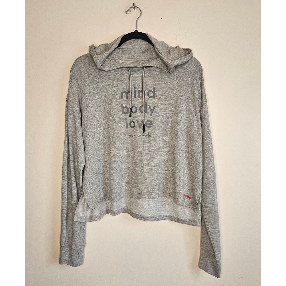 Peace Love World Gray Mind Body Love Hooded Pullover, Sz S
